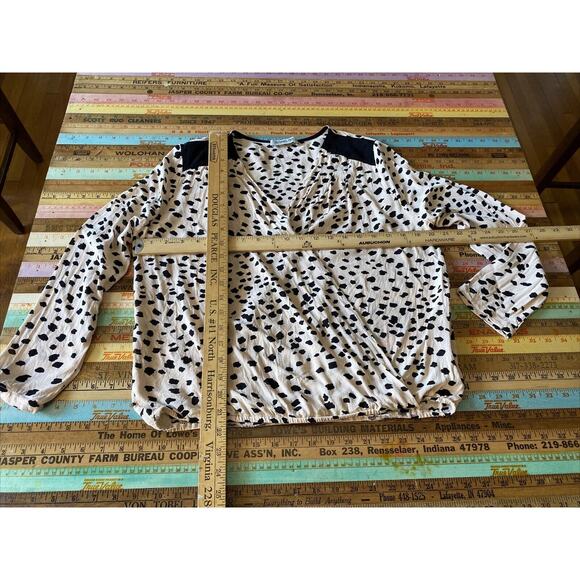 SAM & LAVI Los Angeles L Anthropologie Animal Print Shirt Top Large Boho Black - Picture 10 of 12